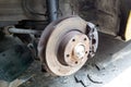 Check and maintain car front disc brakes Royalty Free Stock Photo