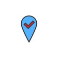 Check map, pointer, navigator filled outline icon