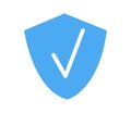 Check mark on a blue shield icon Royalty Free Stock Photo