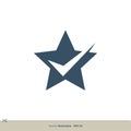 Check Mark Blue Star Logo Template Illustration Design. Vector EPS 10 Royalty Free Stock Photo