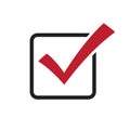 Check mark box icon, Tick symbol, Election vote sign, Check list concept, Simple line design for web site, logo, app, UI Royalty Free Stock Photo