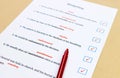 Check mark box next to english exercise Royalty Free Stock Photo