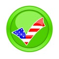 Check mark button with american flag Royalty Free Stock Photo