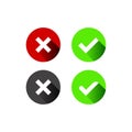 Check mark / check, x or approve & deny line art vector icon for apps and websites, cancel icon,vector illustration. Flat design s