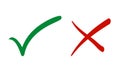 Check mark and cross mark icon set. Tick symbol in green and red color Royalty Free Stock Photo