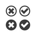 Check mark cross icons on white background Royalty Free Stock Photo