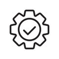 Check mark in gear icon, line icon. Royalty Free Stock Photo