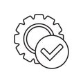 Check mark in gear icon, line icon. Royalty Free Stock Photo