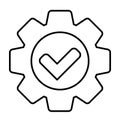 Check mark in gear icon, vector line icon. Royalty Free Stock Photo