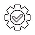 Check mark in gear icon, vector line icon. Royalty Free Stock Photo