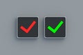 Check mark green and red color on button. Choice concept Royalty Free Stock Photo