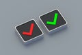 Check mark green and red color on button. Choice concept Royalty Free Stock Photo