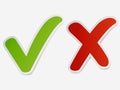 Check mark green and red cross. vector Royalty Free Stock Photo