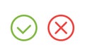 Check mark green and red icons. Modern vector illustration flat style Royalty Free Stock Photo