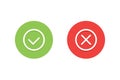 Check mark green and red icons. Modern vector illustration flat style Royalty Free Stock Photo