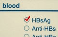 Check mark Hepatitis B virus test form.