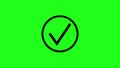 Check mark icon animation. white and black check mark with green background