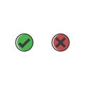 Check mark icon. Approve and cancel symbol for design project. Flat button yes and no. Good and bad. Appove and cancel Royalty Free Stock Photo