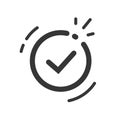 Check mark icon checkbox circle vector simple pictogram graphic, checkmark list black line outline art done glyph symbol modern,