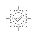 Check Mark Icon in Circular Stamp Outline. Success, Approval, Validation, Verified and Confirmation concept Royalty Free Stock Photo