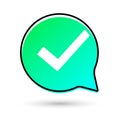 Check mark icon. Correct sign symbol. Tick icon. Approved speech bubble design template. Vector illustration Royalty Free Stock Photo