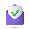 Check mark icon in 3d envelope Royalty Free Stock Photo