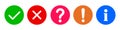 Check mark icon set, cross, question mark and exclamation point, information sign, query FAQ, tick, finding the answers mark, help