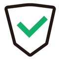 Check mark icon in shield icon. vector.