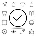 Check mark icon. Simple thin line, outline vector element of minimalistic, web icons set for UI and UX, website or mobile Royalty Free Stock Photo