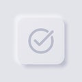 Check mark icon, Tick icon, White Neumorphism soft UI Design for Web design. Royalty Free Stock Photo