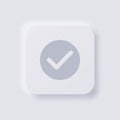 Check mark icon, Tick icon, White Neumorphism soft UI Design for Web design. Royalty Free Stock Photo