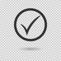 Check mark icon. Vector checkmark button with circle. Tick symbol