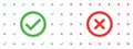 Check mark icons for web. Check mark signs in green and red colors. Yes no web buttons. Vector illustration