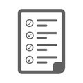 Check mark, inquiry form icon. Gray vector graphics