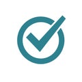 Check Mark inside Circle Signifying Approval, Confirmation, and Positive Verification in teal color Royalty Free Stock Photo