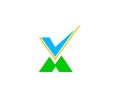 Check mark and letter X logo vector Royalty Free Stock Photo
