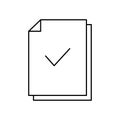 Check mark line document icon. Approve linear symbol. Royalty Free Stock Photo