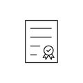 Check mark line document icon. Approve linear symbol. Royalty Free Stock Photo