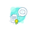 Check mark line icon. Approved sign. Speech bubble chat. Vector