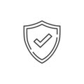 Check mark line vector icon. Accepted or Approve sign. Tick shield symbol. Quality design flat app element. Vector illustration on Royalty Free Stock Photo
