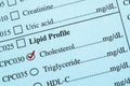 Check mark on Medical check list Cholesterol.