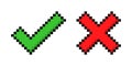 Check mark pixel icon set. vector