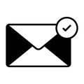 Check mark sign on mail concept icon of checked mail, ready to use vector