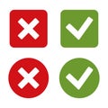 Check Mark Stickers and Buttons. Red Green. Vector.