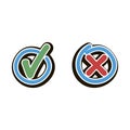 Check mark stickers. Cartoon Vector illustration on white background Royalty Free Stock Photo