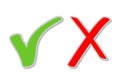 Check mark stickers, Green tick and red cross signs. Royalty Free Stock Photo