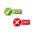 Check mark stickers long shadow. yes and no Royalty Free Stock Photo