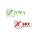 Check mark stickers long shadow. yes and no Royalty Free Stock Photo