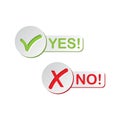 Check mark stickers long shadow. yes and no Royalty Free Stock Photo