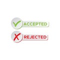 Check mark stickers style brush accepted and rejected Royalty Free Stock Photo